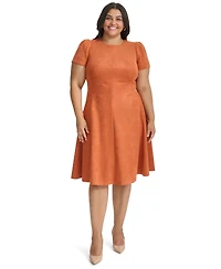 Calvin Klein Plus Short Sleeve Fit and Flare Dress