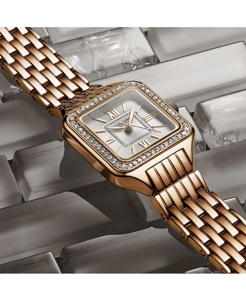 Stuhrling Confidant 4020 Women s Square Watch – Quartz Movement, 27mm Case, Crystal-Accented Bezel