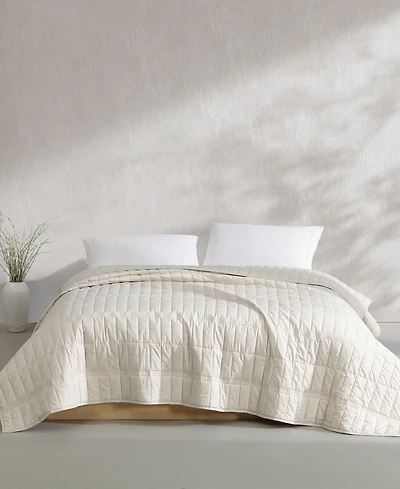 Calvin Klein Washed Percale Solid Cotton 3-Pc. Quilt Set