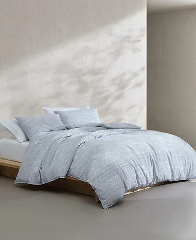 Calvin Klein Wavy Stripe Washed Percale Cotton 3-Pc. Duvet Cover Set, Queen