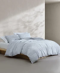 Calvin Klein Wavy Stripe Washed Percale Cotton 3-Pc. Duvet Cover Set, King