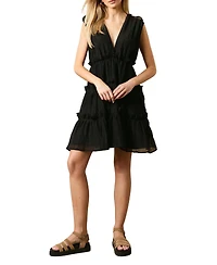 Oasis Women's Tiered Detail V-Neck Mini Dress