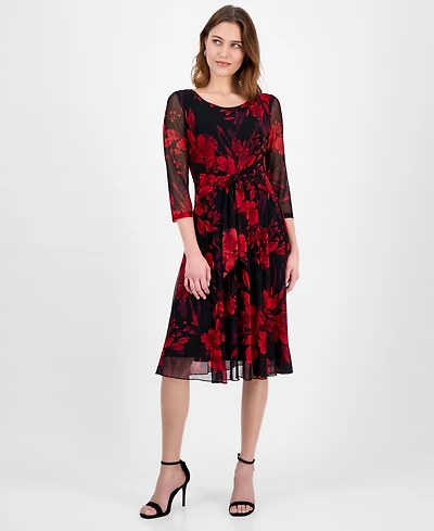 Connected Women's Printed Mesh A-Line Dress