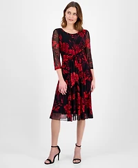Connected Women's Printed Mesh A-Line Dress