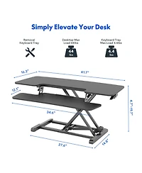 FlexiSpot M7 Series 42"W Manual Adjustable Standing Desk Converter, Black
