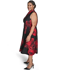 Calvin Klein Plus Floral Print Scuba Dress