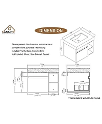 Casainc 30-Inch Wall-Mounted Bathroom Vanity with Quartz Countertop and Double Topmount Sinks