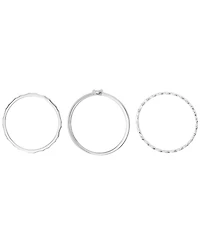 Macy's 3-Piece Cubic Zirconia Hammered Ring Set (0.12 ct. t.w.) in Sterling Silver