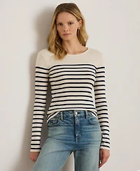 Lauren Ralph Women's Striped Cotton Long-Sleeve Tee