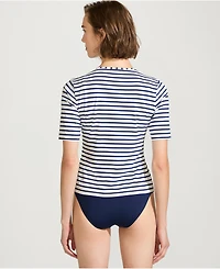 Lands' End Women's Long Crew Neck Rash Guard Upf 50 Sun Protection Swim Tee