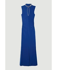 Karen Millen Women's Embellished Jersey Crepe Maxi Dress