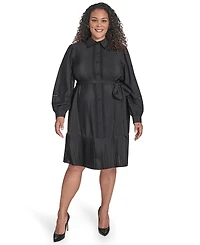 Eliza J Plus Pleated Short Shirtdress