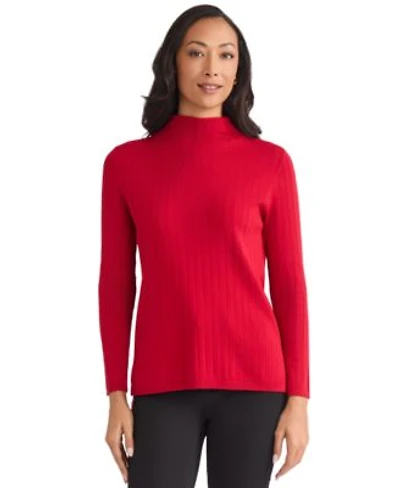 Jones New York Womens Wide Rib Funnel Neck Sweater