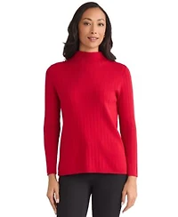 Jones New York Womens Wide Rib Funnel Neck Sweater