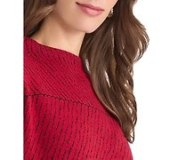 Jones New York Women's Lurex Funnel Mock Neck Sweater