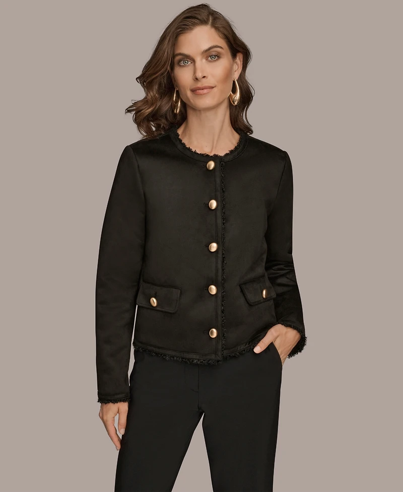 Donna Karan New York Women's Button Up Boxy Coat