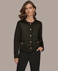 Donna Karan New York Women's Button Up Boxy Coat