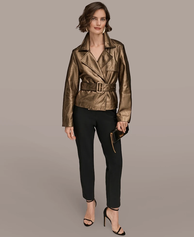 Donna Karan New York Women's Distressed Metallic Belted Jacket