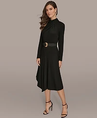 Donna Karan New York Women's Long Sleeves Angle Hem Dress