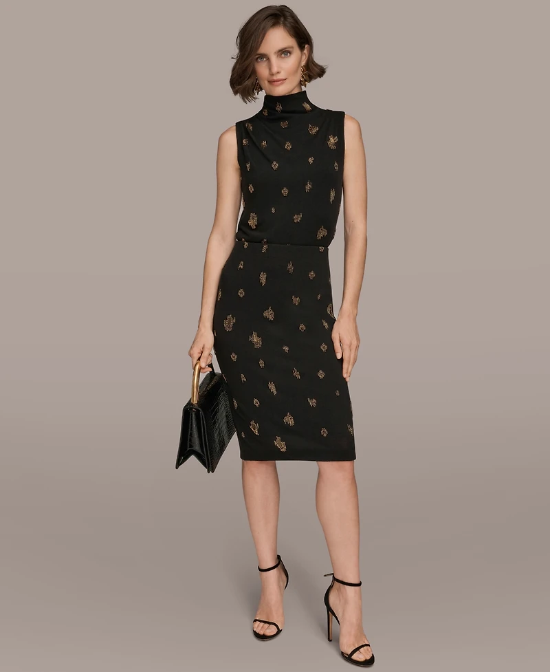 Donna Karan New York Women's Metallic Bead Embellished Pencil Skirt