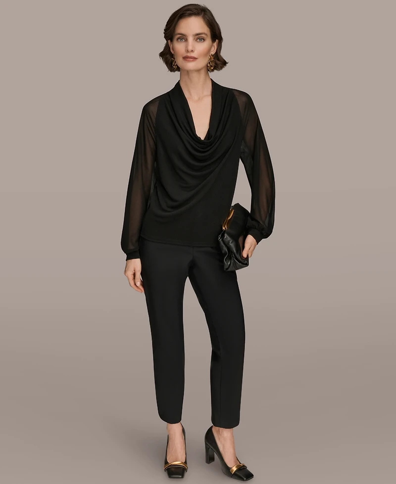 Donna Karan New York Women's Long Sleeve Mix Media Top