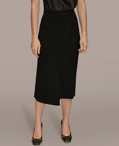 Donna Karan New York Women's Rib Knit Wrap Midi Skirt