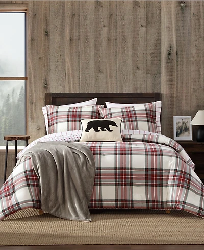Eddie Bauer Serenity Plaid Printed Flannel 3-Pc. Comforter Set