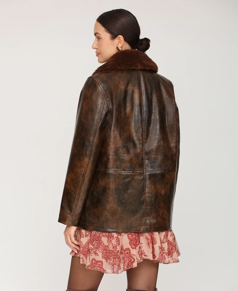 Avec Les Filles Women's Contrast Collar Coat