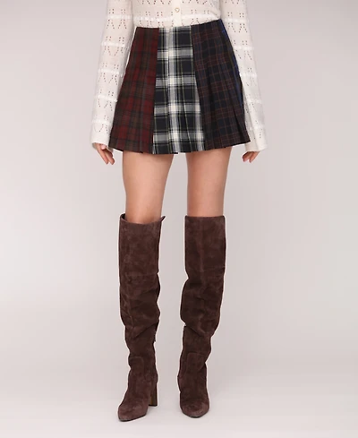 Avec Les Filles Women's Multi-Pattern Pleated Mini Skirt