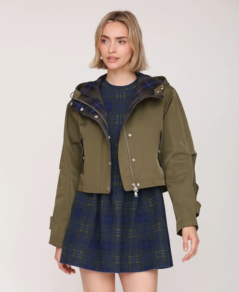 Avec Les Filles Women's Cropped Oversized Anorak Jacket