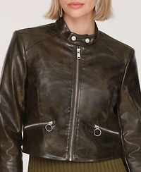 Avec Les Filles Women's Cropped Moto Jacket