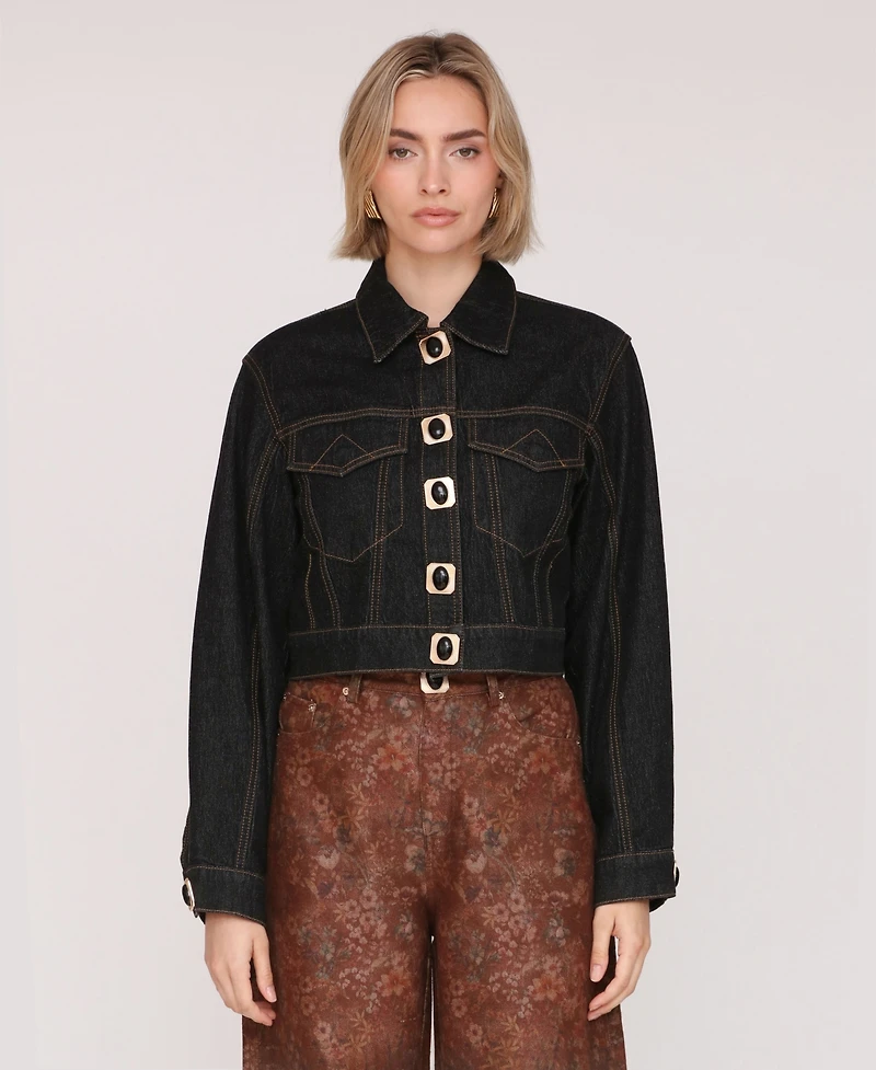 Avec Les Filles Women's Long Sleeve Trucker Jacket