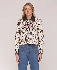 Avec Les Filles Women's Printed Trucker Long Sleeve Jacket