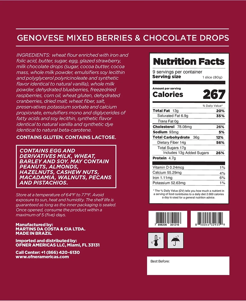 Ofner Mixed Berries Chocolate Panettone, 26.46 oz