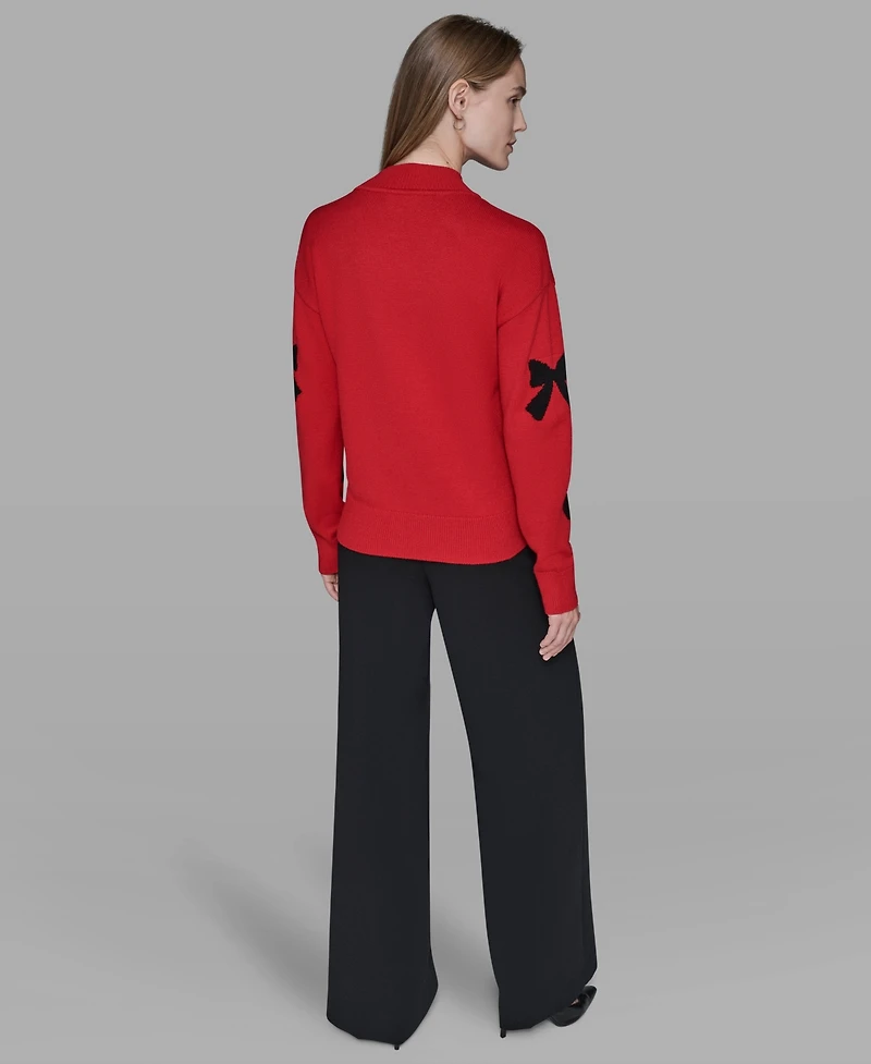Karl Lagerfeld Paris Women's All-Over Bow Sweater