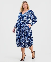 Style & Co Plus Printed V-Neck Waist-Trim Dress, Macy's Exclusive