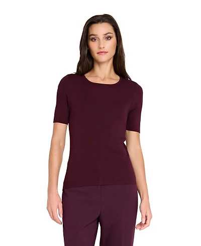 Tahari Asl Women's Petites Short Sleeve Sweater T-Shirt