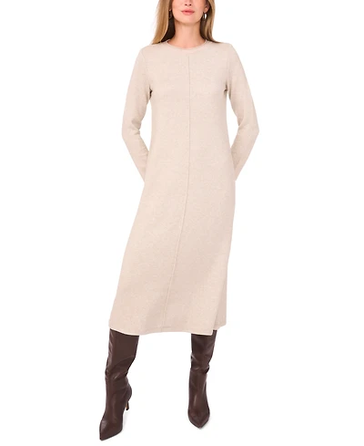 Vince Camuto Women's Rib Trim Neck Long Sleeve Midi Dress