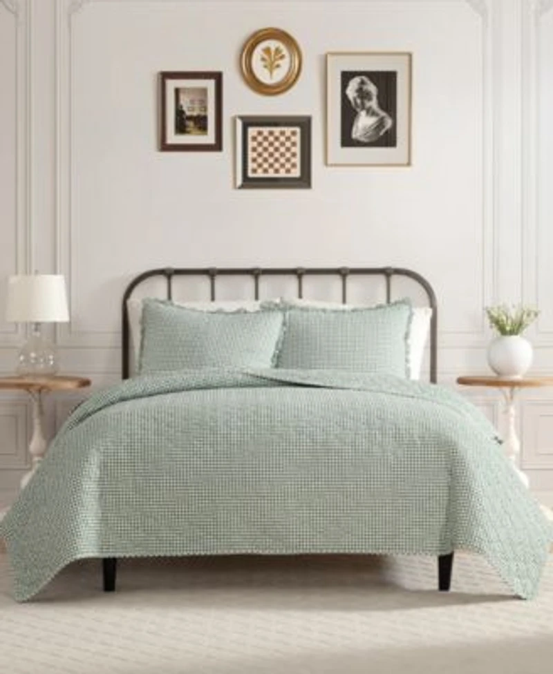 Laura Ashley Gracies Gingham Cotton Quilt Set