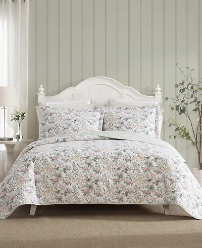 Laura Ashley Bramble Floral Cotton 3-Pc. Quilt Set, King