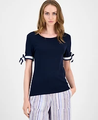 Tommy Hilfiger Women's Cotton Tie-Sleeve T-Shirt
