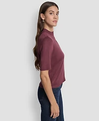 Dkny Jeans Petite Mock-Neck Embellished-Logo Sweater