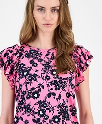 Tommy Hilfiger Women's Floral Ruffled Cap-Sleeve Top