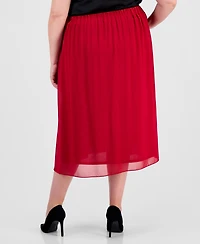 Kasper Plus Pull-On Pleated Midi Skirt