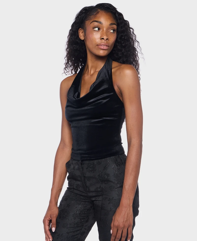 Alex & Sophia Women's Halter Cowl Neck Top