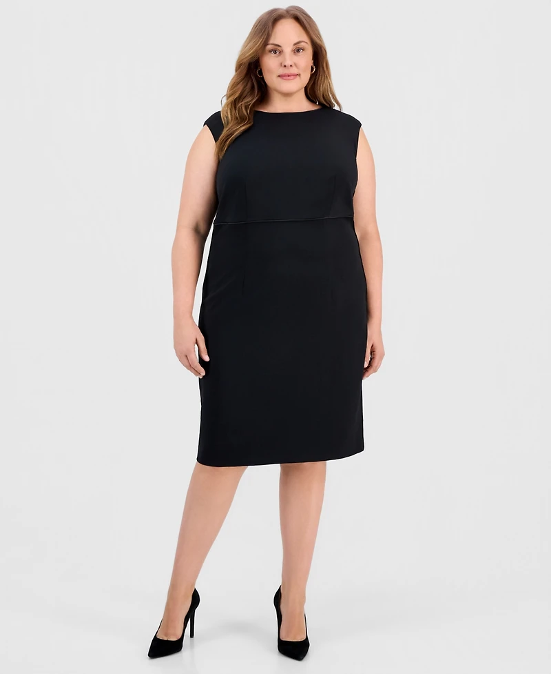 Kasper Plus Stretch-Crepe Sleeveless Sheath Dress