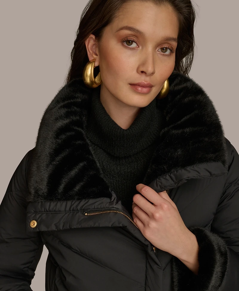Donna Karan New York Women's Stretch Zip Closure Coat