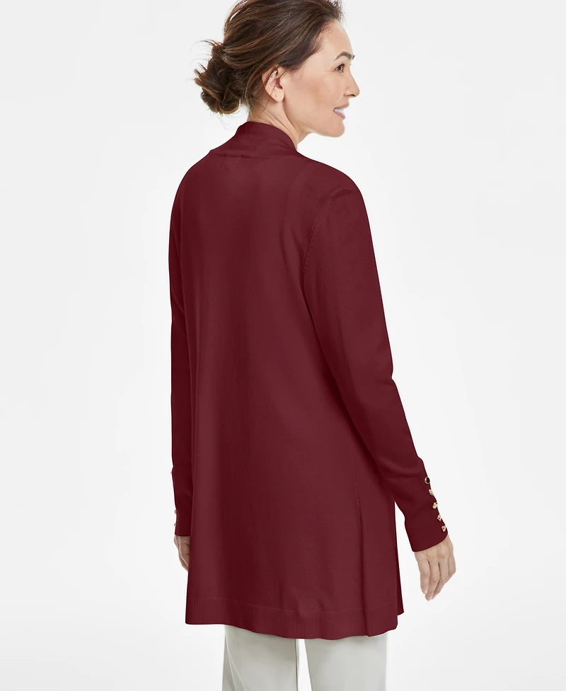 Jm Collection Women's Button-Sleeve Flyaway Cardigan Sweater