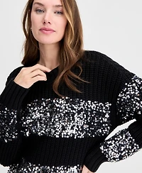 On 34th Women's Sequin Stripe Crewneck Sweater, Macy's Exclusive