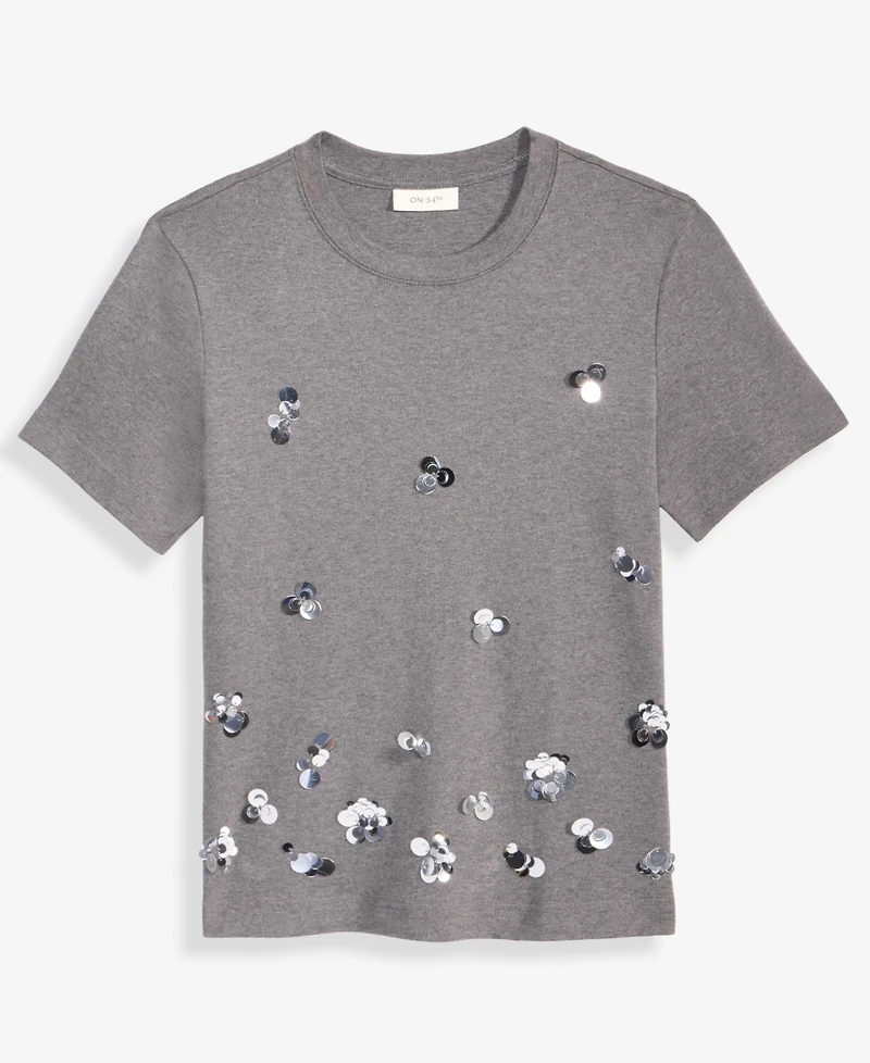 On 34th Women's Scattered Paillette T-Shirt, Macy's Exclusive